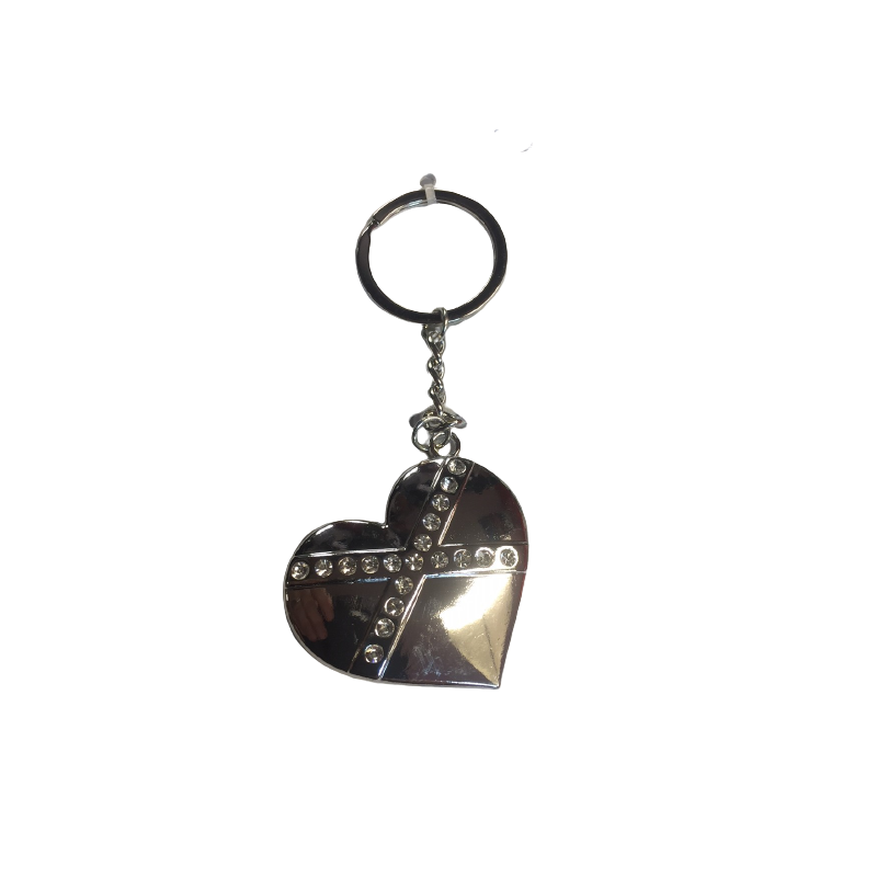 Scottish Saltire Diamante Heart Charm Keyring