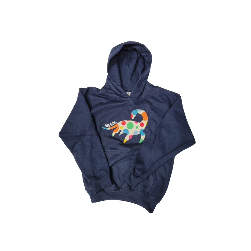 Scottish Nessie Childrens Hoodie Navy Blue (Size Small Age 5-6)