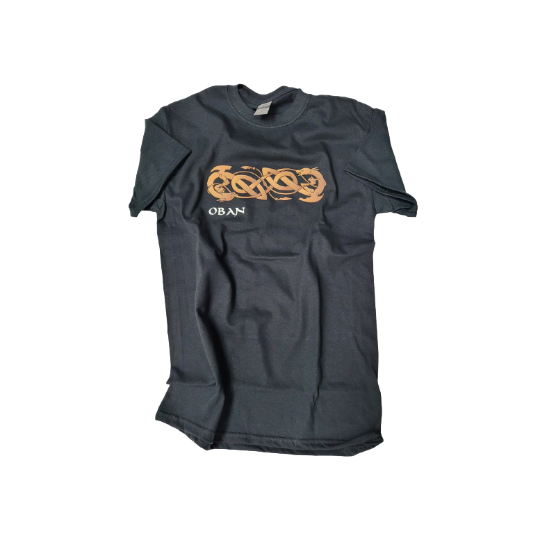 Scottish Adult T-Shirt - Oban Celtic Dragons Design, Black - Size XL