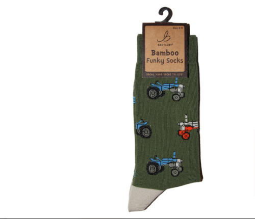 Mens Funky Bamboo Socks - Retro Tractor