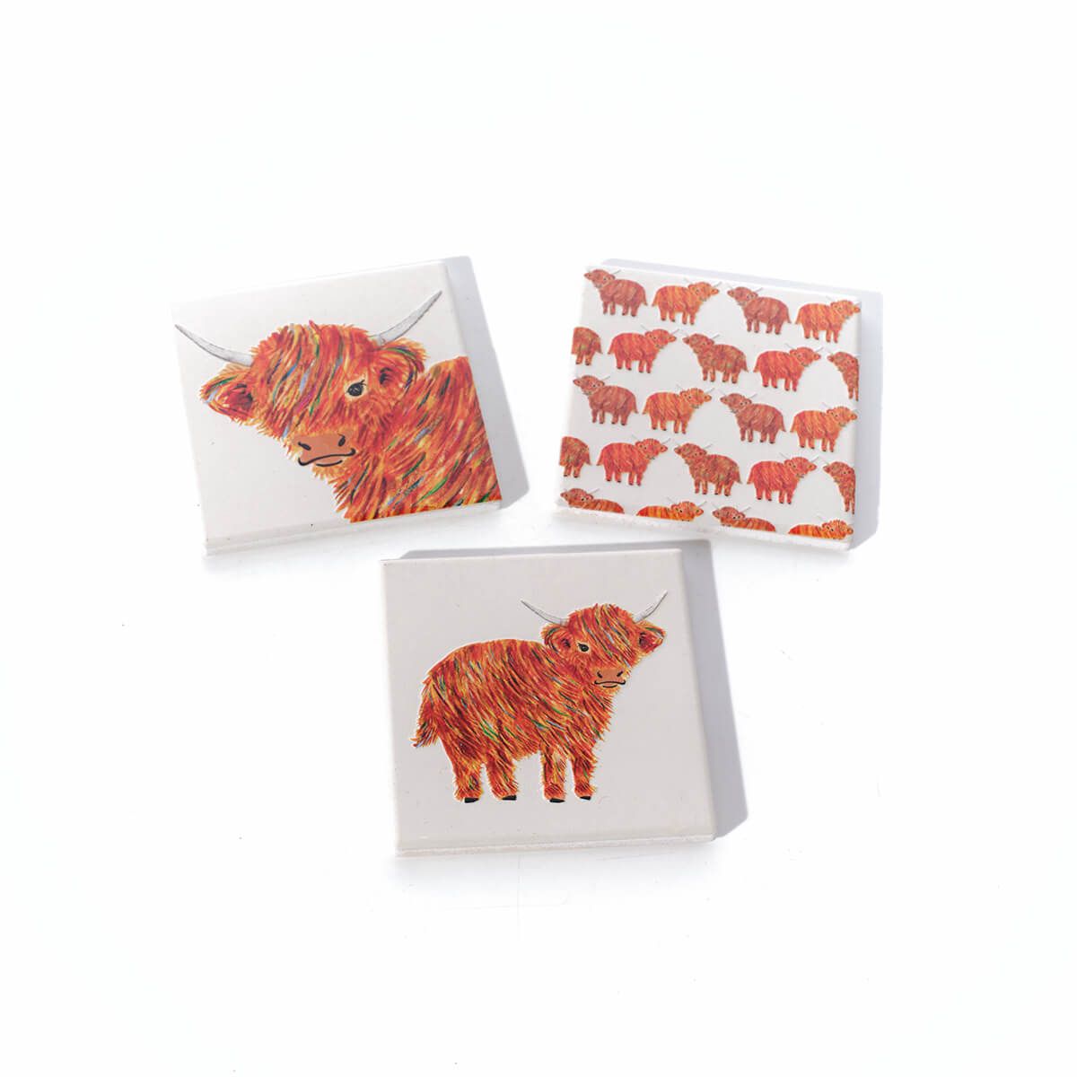 HIGHLAND COO RAINBOW CERAMIC 3D RAISED DETAIL COASTER (1 SUPPLIED)