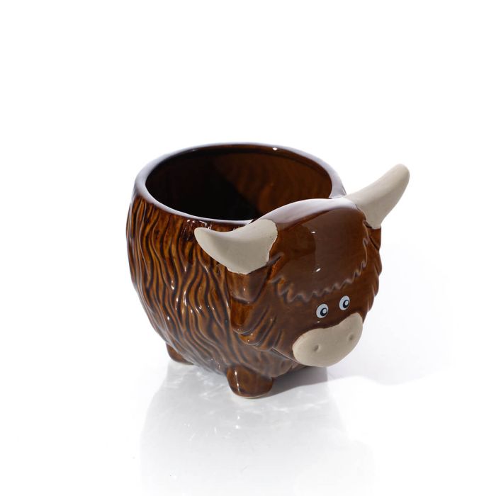 HIGHLAND COW NOVELTY SHAPED STONEWARE PLANTER