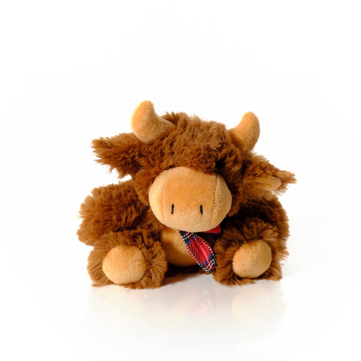 HIGHLAND COW PLUSH TOY WITH TARTAN SCARF 13CM