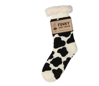 Ladies Sherpa Socks - Cow Patch