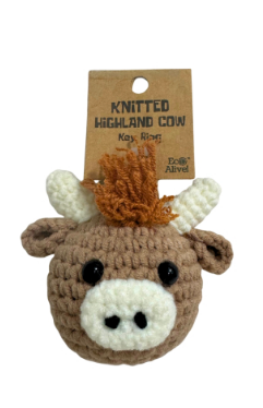 Knitted Highland Cow Keyring, Eco Alive™