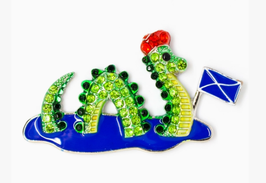 Loch Ness Monster with flag Diamante Magnet