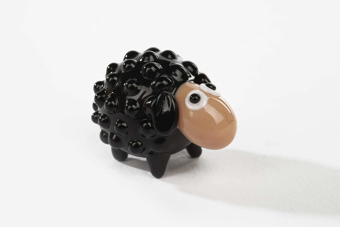 BLACK GLASS SHEEP WITH BROWN FACE
