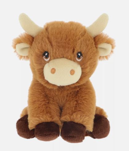 Keel Toys Keel Eco Mini Collectable Shaggy Highland Cow Cuddly Soft Toy Teddy 12cm