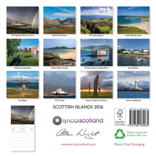 2026 Scotland Calendar: Scottish Islands – Wall Calendar – Month to View – 12 Months