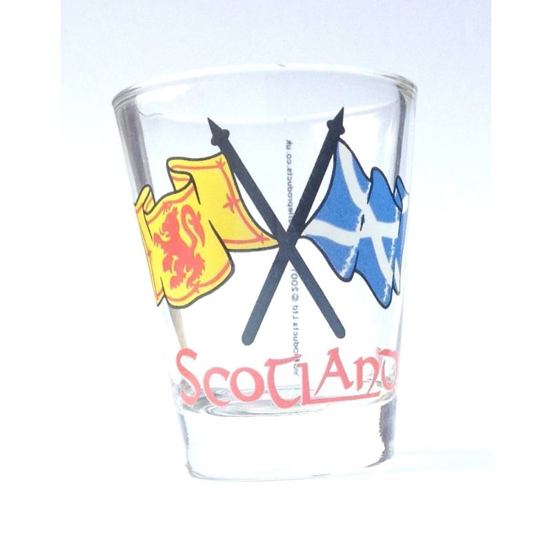 Saltire & Lion Rampant Twin 'Scotland' Flag Whisky Shot Glass