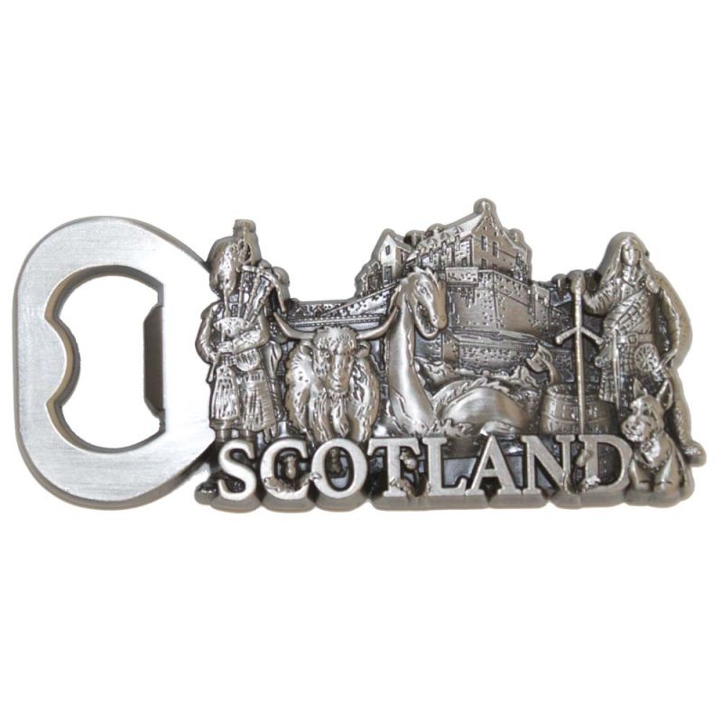 Pewter Bottle Opener Magnet – Scotland Collage