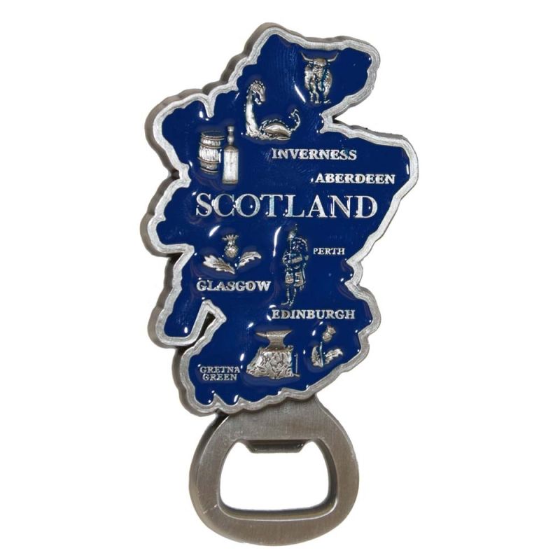 Solid construction Scotland Map metal magnet bottle opener
