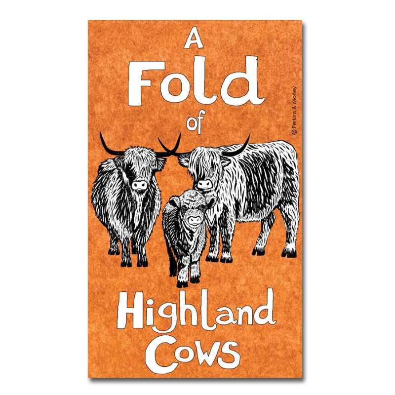 Fold Of highland Cows Tea Towel 48cm by 76cm
