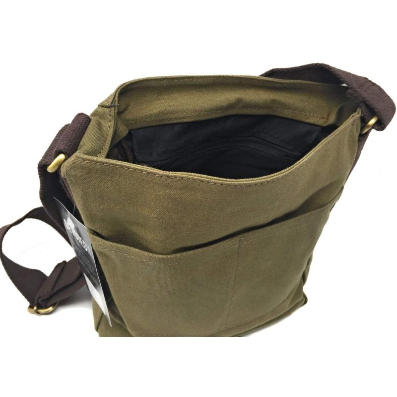 Devoted II Harris Tweed Khaki Green Herringbone Overcheck Small Messenger Bag