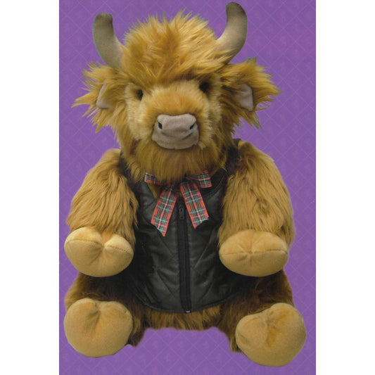 Large Highland Cow Soft Toy in Gilet