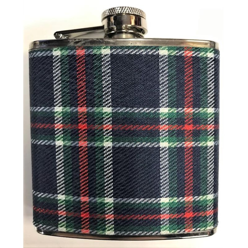 6oz Stainless Steel Blue Tartan Hip Flask