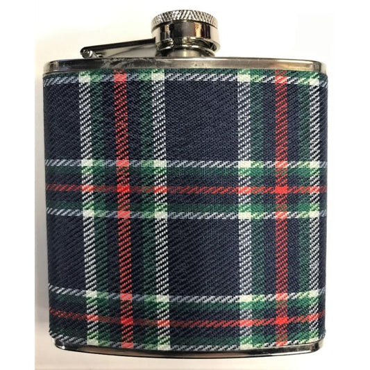 6oz Stainless Steel Blue Tartan Hip Flask