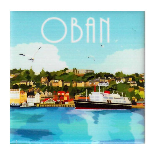 Oban Ceramic Magnet - McCaigs Tower - Cal Mac Ferry
