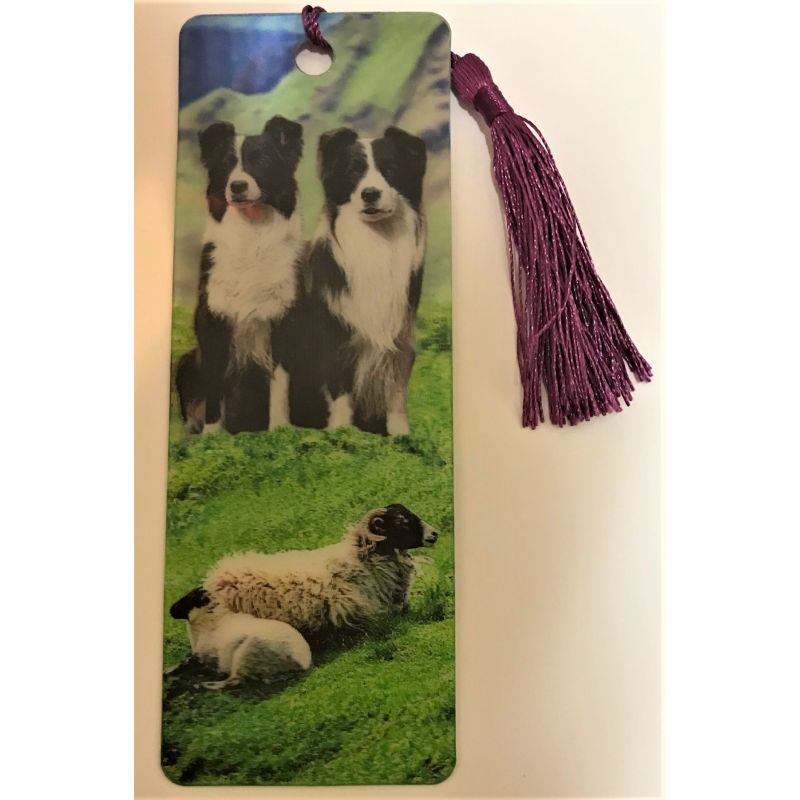 Scottish Border Collie Sheepdog and Sheep Lenticular Bookmark Ruler