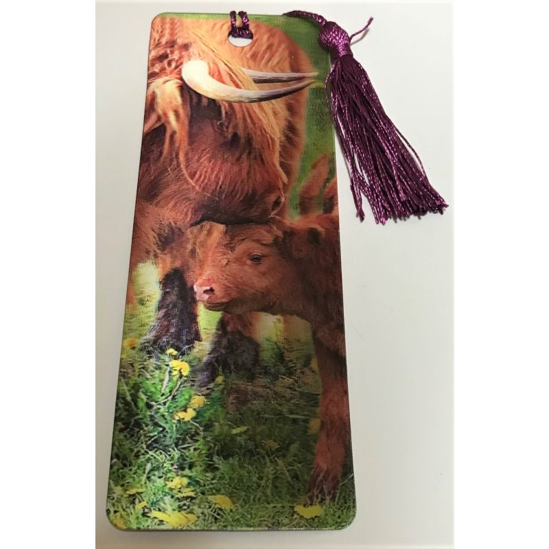 Scottish Highland Cow and Calf Lenticular Bookmark Ruler