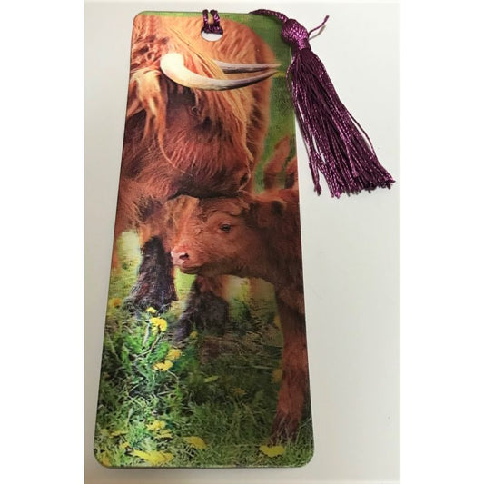 Scottish Highland Cow and Calf Lenticular Bookmark Ruler