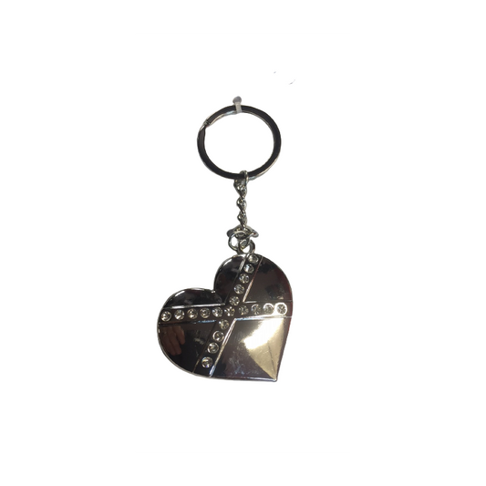 Scottish Saltire Diamante Heart Charm Keyring