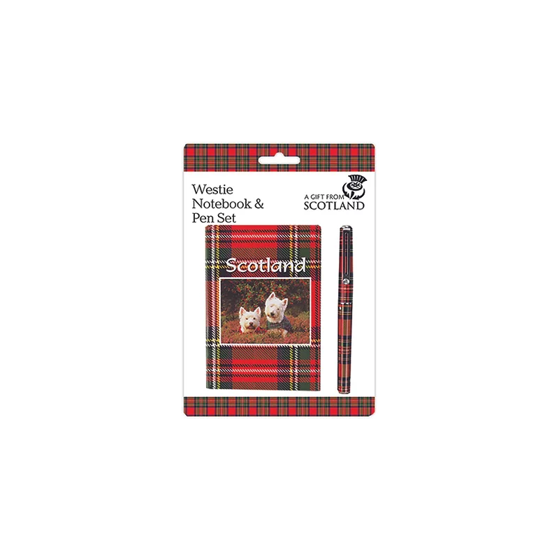 Scottish Gift - Tartan Westie Note book And Pen - Dispatched same day - No Quibble Guarantee