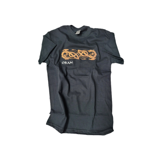 Scottish Adult T-Shirt - Oban Celtic Dragons Design, Black - Size XXL