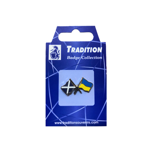 SCOTLAND SALTIRE & UKRAINE FRIENDSHIP FLAGS LAPEL PIN BADGE