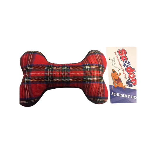 Squeaky Tartan Dog Bone