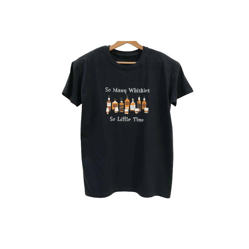 "So Many Whiskies - So Little Time" Black T Shirt (XXL)