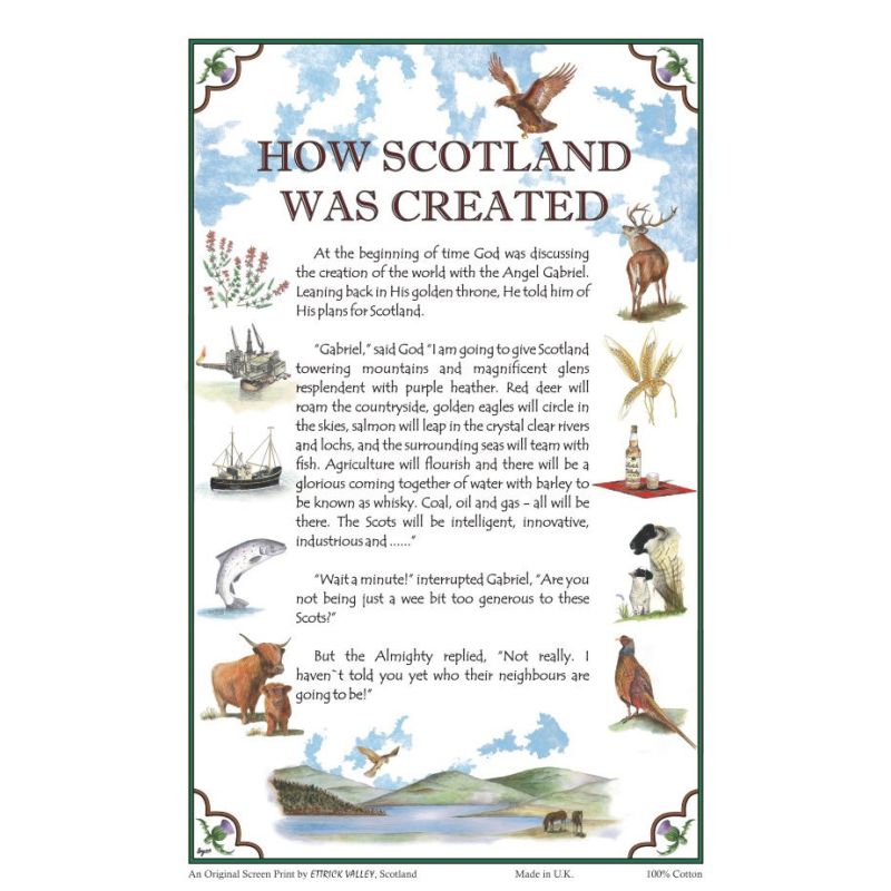 How Scotland was Created Tea towel