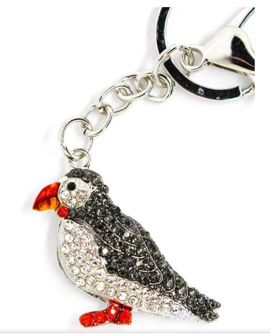 Metal and Diamante Highland Cow/Puffin or Robin Keyring (1 SUPPLIED)