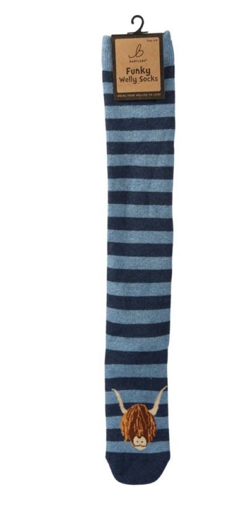 Funky Welly Socks - Highland Cow, Stripe