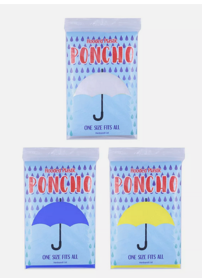 Adult Waterproof Hooded  Rain Poncho (1 SUPPLIED)