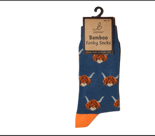 Ladies Funky Bamboo Socks - Highland Cow