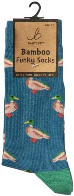 Bamboo Blend Funky Mallard Duck Print Crew Socks - Size 4-7