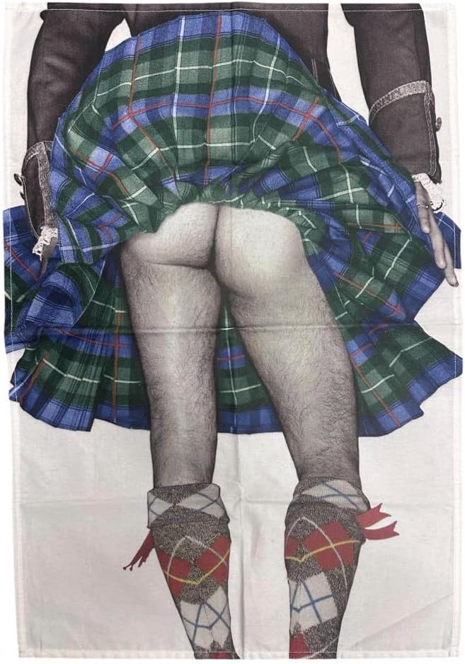 Cheeky Scottish True Scotsman Kilted Highland Swing - Cotton Tea Towel