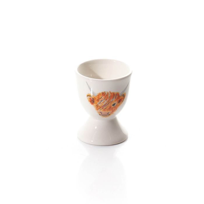 HIGHLAND COO RAINBOW WHITE CERAMIC EGG CUP