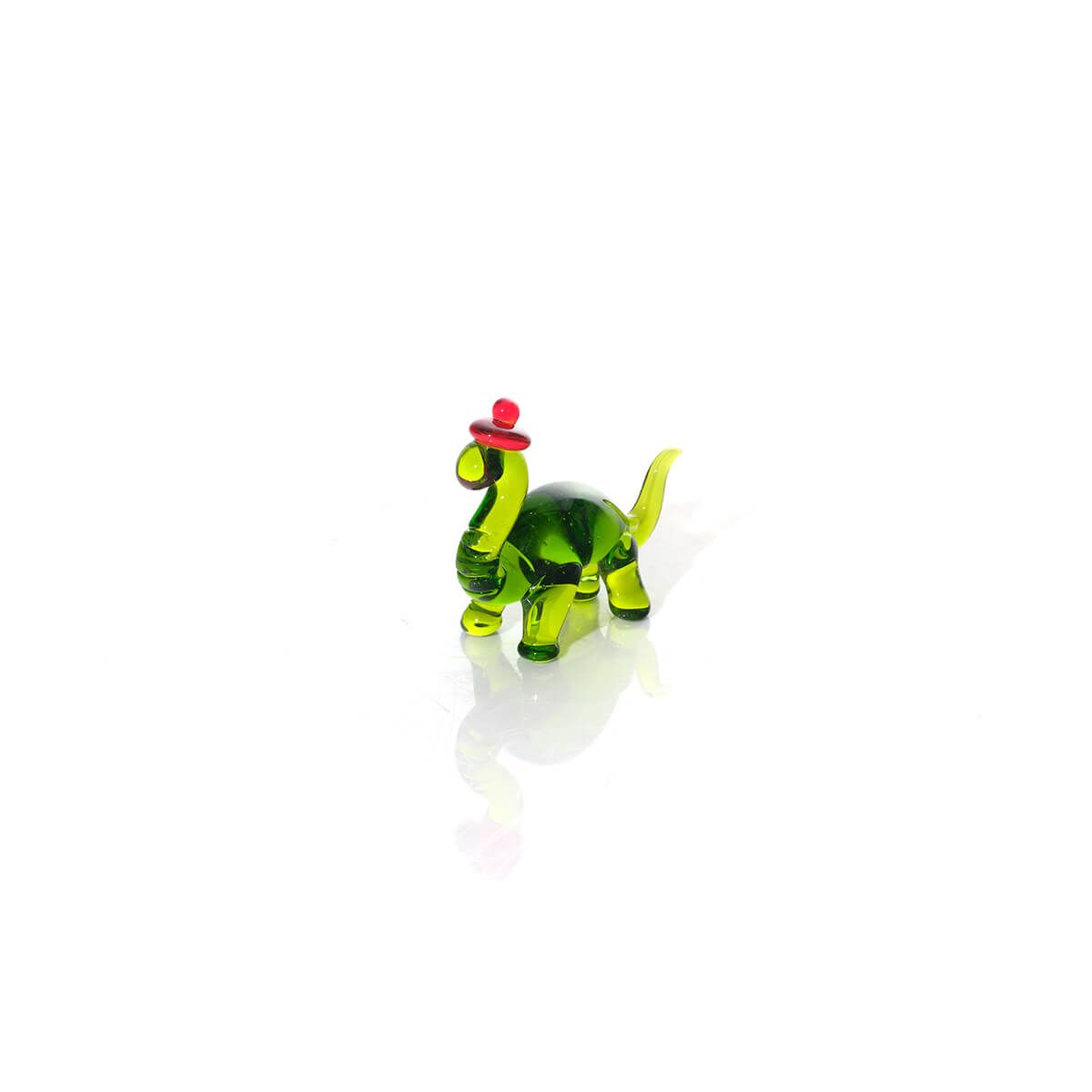 GLASS NESSIE WITH RED HAT ORNAMENT HAND BLOWN