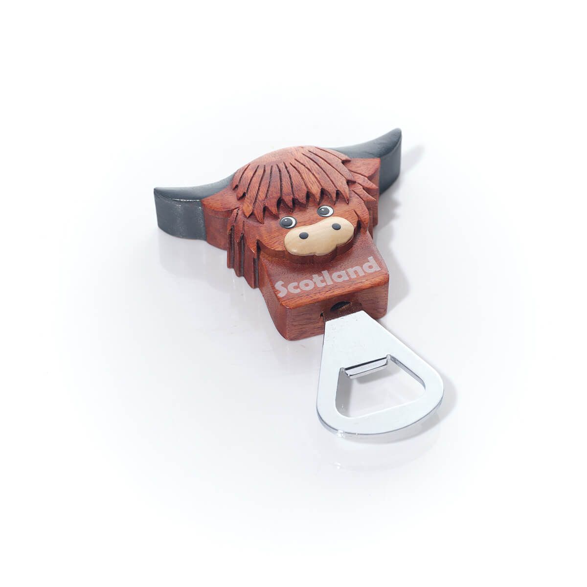 WOODEN HIGHLAND COW BOTTLE OPENER MAGNET