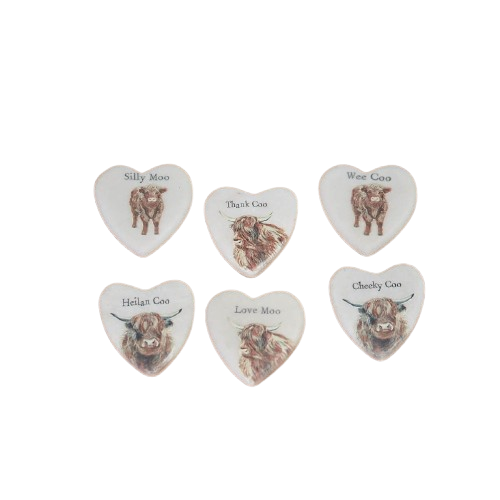MARBLE DOUGAL HIGHLAND COW HEART TOKEN (1 SUPPLIED)
