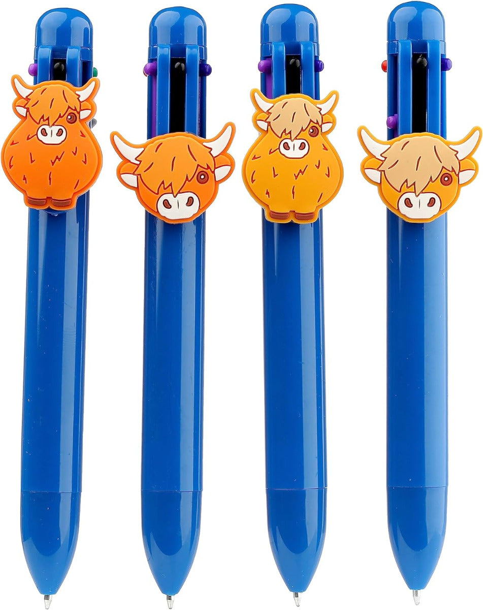 Highland Coo Multi Colour Pen with Cow Charm Topper (1 PEN)