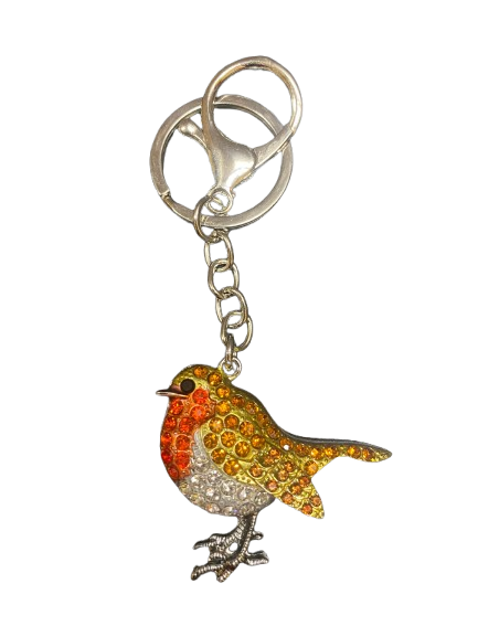Metal and Diamante Highland Cow/Puffin or Robin Keyring (1 SUPPLIED)
