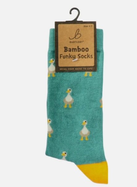 Funky Bamboo Socks - White Duck, Size 4-7