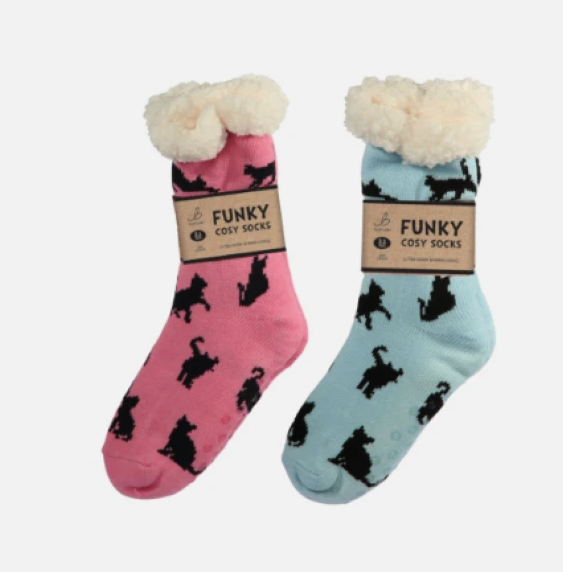 Sherpa Socks - Cat Silhouette - Size 4-8 (1 PAIR)