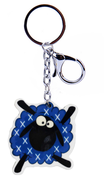 Scottish Multi Saltire Dancing Sheep Acrylic Keyring