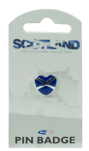Heart Shape Saltire Pin Badge - Blue