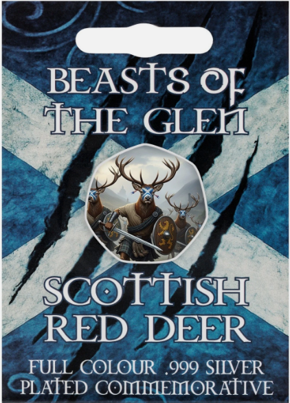 BEASTS OF THE GLEN - SCOTTISH RED DEER Full Colour Silver Commemorative Coin