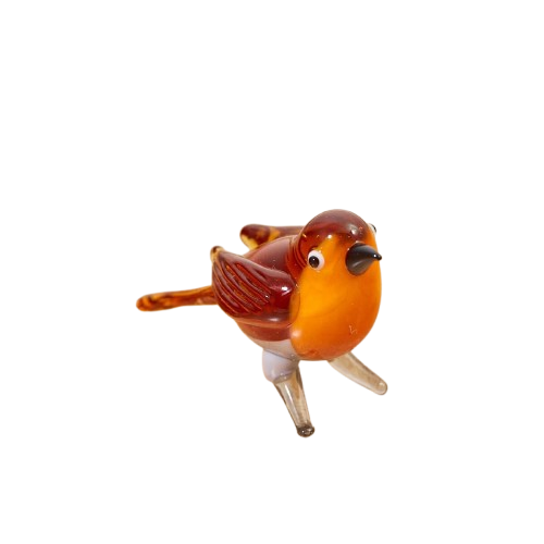 GLASS ROBIN ORNAMENT - BROWN WITH CLEAR LEGS